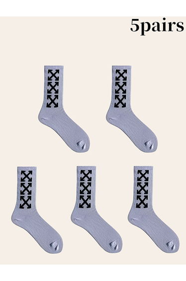 Pack of 5 - Graphic Print Crew Socks