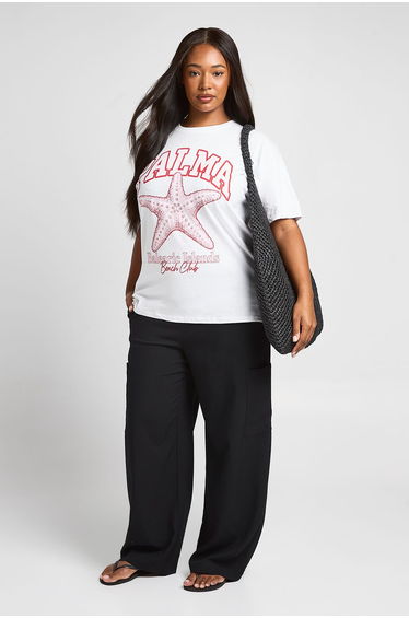 Plus Palma Printed T Shirt - white