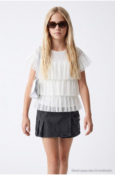 Anthracite*001 Girls' Short Skirt