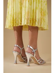 Tia Faux Leather High Heeled Stiletto Open Toe Strappy Sandals - 1