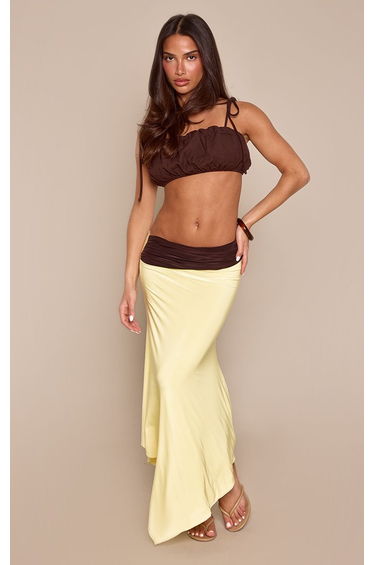 Lemon Slinky Contrast Midaxi Skirt