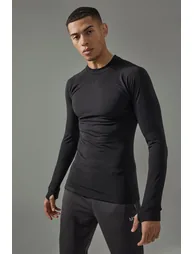 Man Active Long Sleeved High Neck Base Layer - black