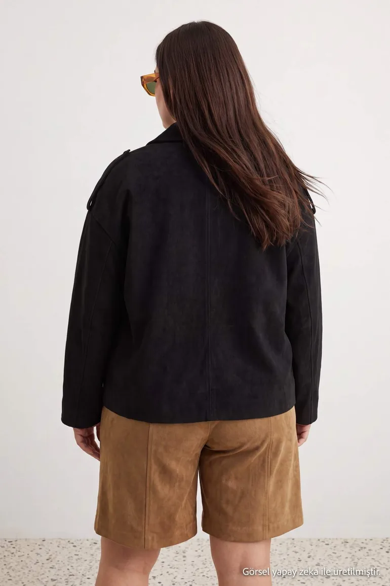 Black Regular Large Size Coat - 6