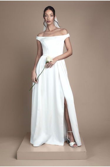 Sleevless Bandeau Wrap Skirt Maxi Wedding Dress