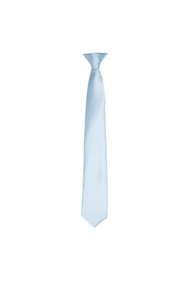 Premier Colours Mens Satin Clip Tie - Light Blue