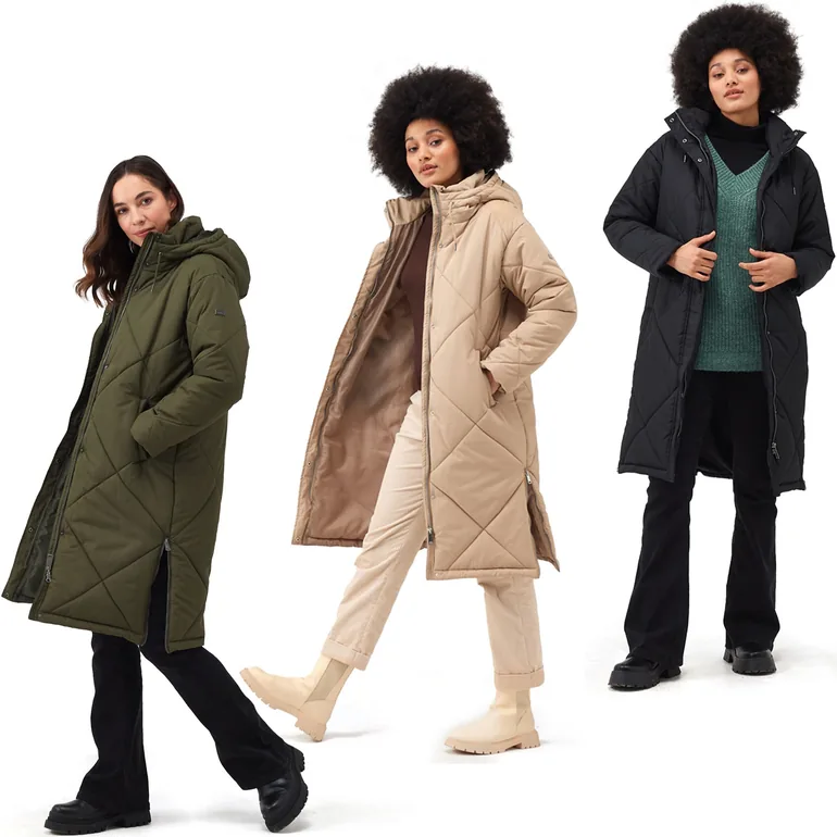Regatta Womens Cambrie Quilted Warm Winter Long Padded Jacket Coat - 1