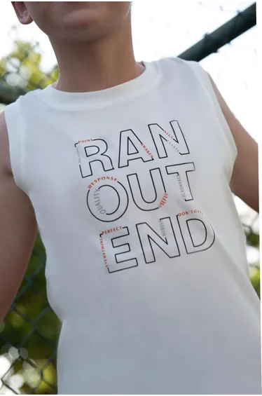 Boys' Sleeveless Shorts Set with Printed Text and Drawstring Accessories, White