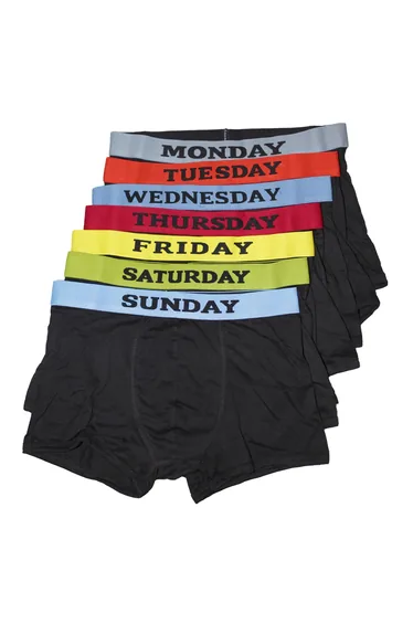 Mens Days Of The Week Boxer Shorts / Underwear (Pack Of 7) - Black