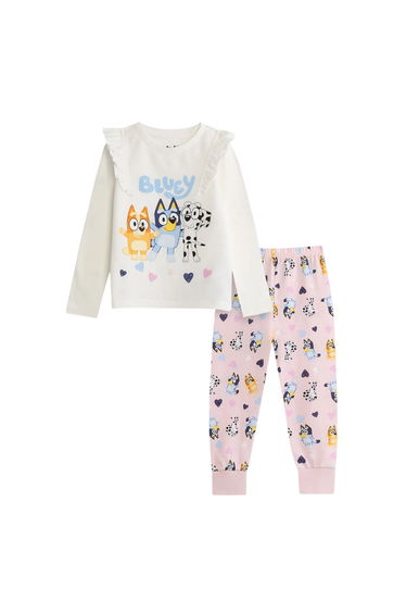 Bluey Girls Character Long-Sleeved Long Pyjama Set - Cream