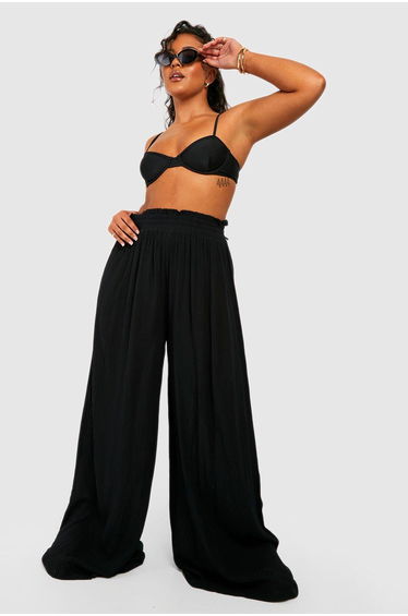 Plus Cheesecloth Beach Trousers - black