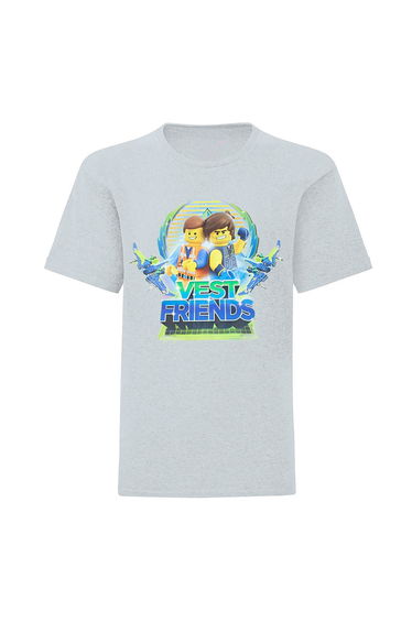 Lego Movie 2 Boys Emmet And Rex Vest Friends T-Shirt - Grey