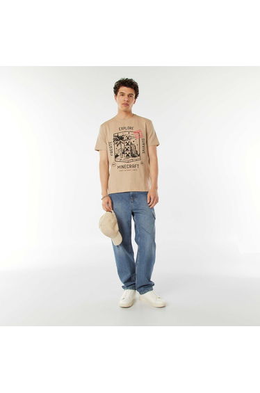 Minecraft print T-shirt BEIGE