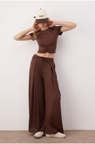 Brown micro regular blouse