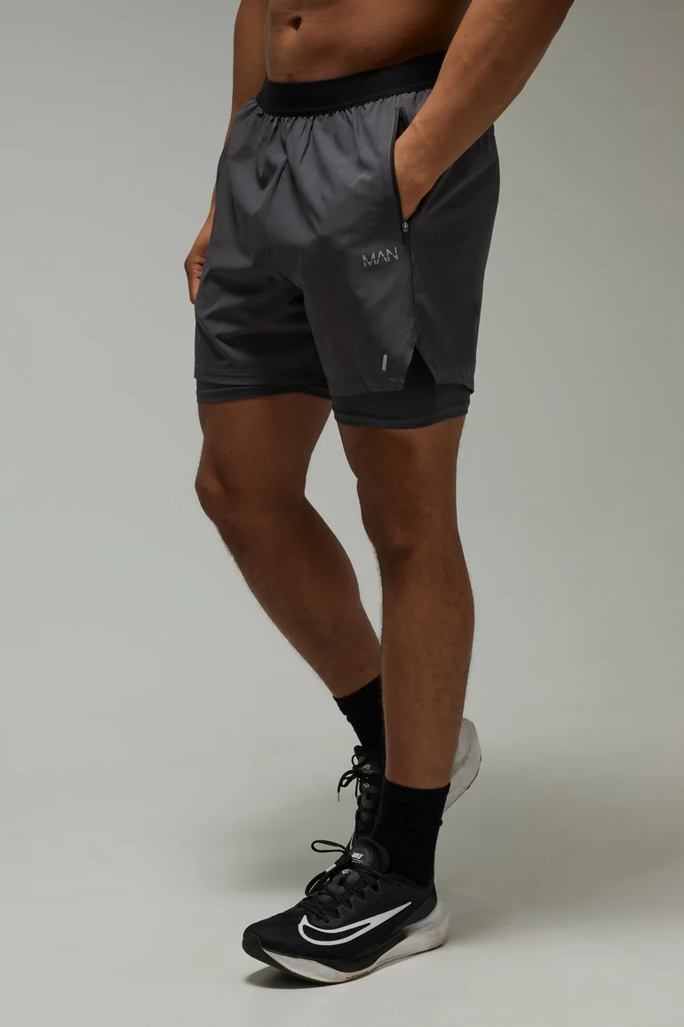 شورت برمودا بوهو مان رمادي بقصة مستقيمة