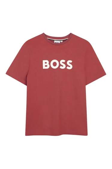 Boss Boys Logo 3D Regular Short-Sleeved T-Shirt - Raspberry