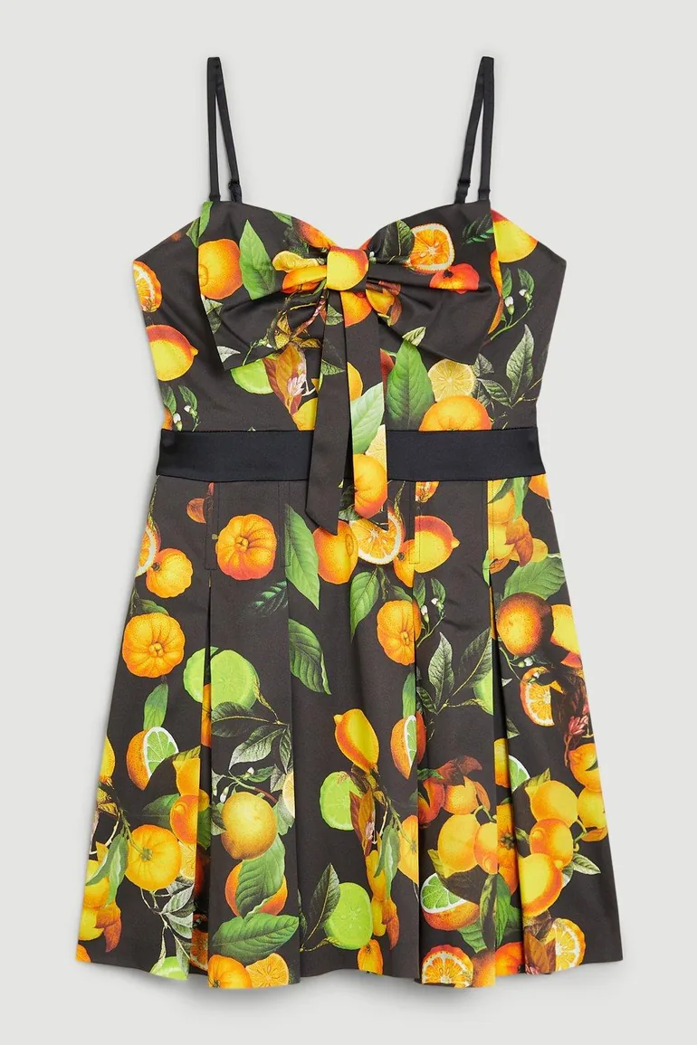 Italian Signature Stretch Citrus Bow Mini Dress - 3
