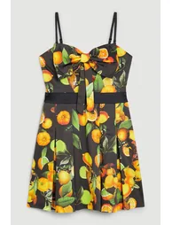 Italian Signature Stretch Citrus Bow Mini Dress - 3