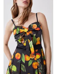 Italian Signature Stretch Citrus Bow Mini Dress - 1