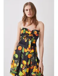 Italian Signature Stretch Citrus Bow Mini Dress