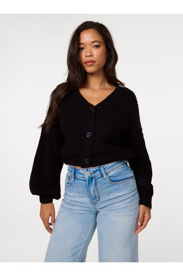 V Neck Three Button Cardigan