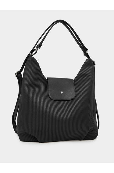 Black Textured Shoulder Bag