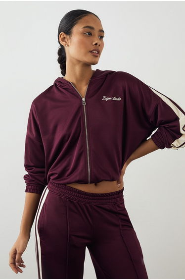 DSGN Studio Tricot Zip Through Hoodie - burgundy