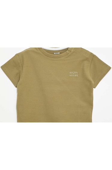 Plain short-sleeved cotton T-shirt GREEN