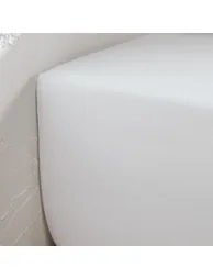 شرشف سرير قطن ساتان مغسول سادة بحواف مطاطية - 3