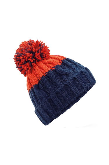 Beechfield Apres Beanie - Oxford Navy/Fire Red