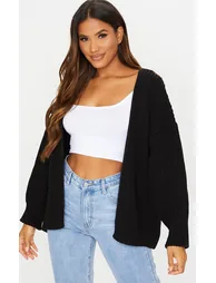 Black Chunky Knit Slouchy Cardigan