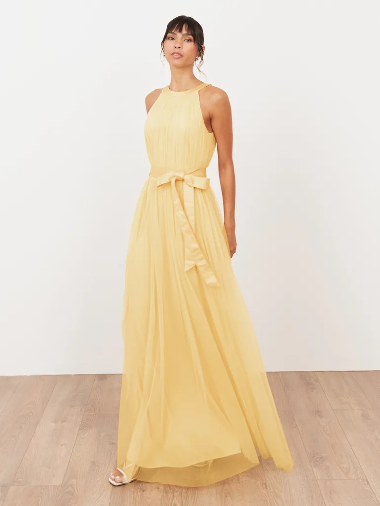 anaya with love halter maxi dress Anaya With Love Recycled Blue Floral Halter Neck Maxi Dress with Sash   Maya Deluxe