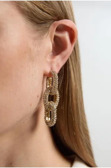 Crystal Chain Link Drop Earrings