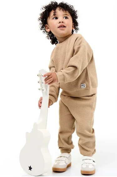 Waffle knit jogging set - 2 pieces BEIGE