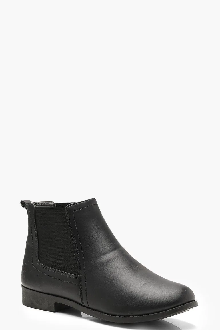 Wide Fit Flat Chelsea Boots - black