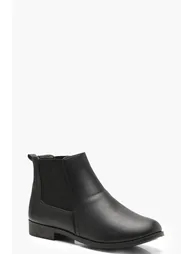 Wide Fit Flat Chelsea Boots - black