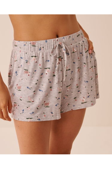 Chicken Print Soft Jersey Pajama Shorts