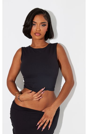 Shape Black Sculpted Longline Racer Top