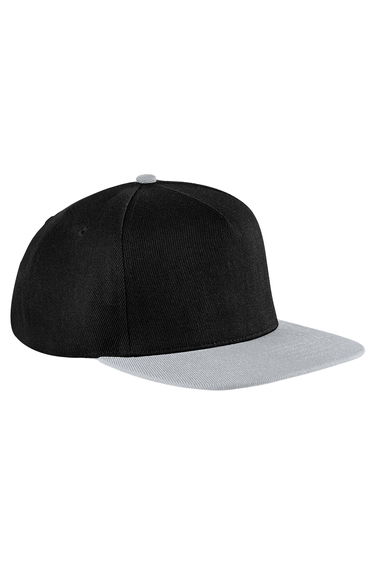 Beechfield Unisex Original Flat Peak Snapback Cap (Pack of 2) - Black/Light Grey