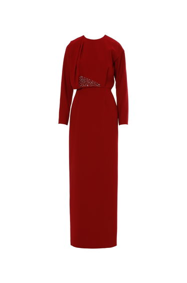 Pleated Long Red Dress