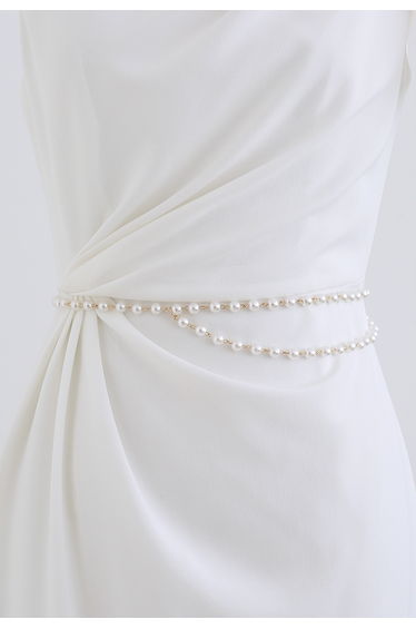 Retro Pearl Draped Chain Belt