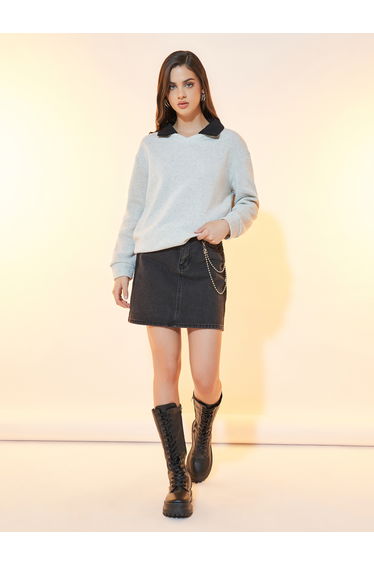 Regular Fit Contrast Collar Sweatshirt