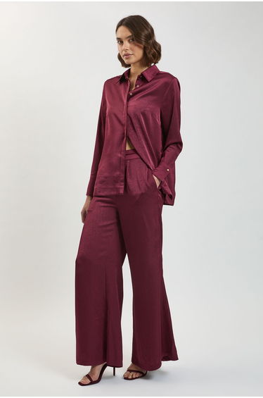 Hammered Satin Relaxed Woven Shirt