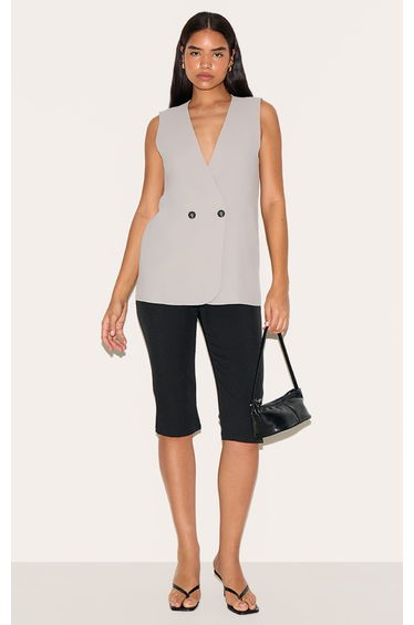 Tall Ash Grey Boxy Oversized Waistcoat