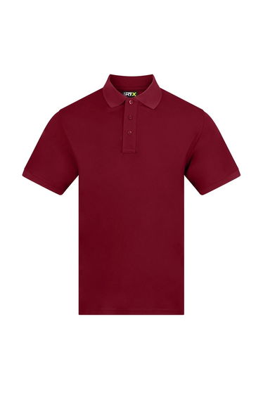 PRO RTX Mens Pro Piqué Moisture Wicking Polo Shirt - Burgundy