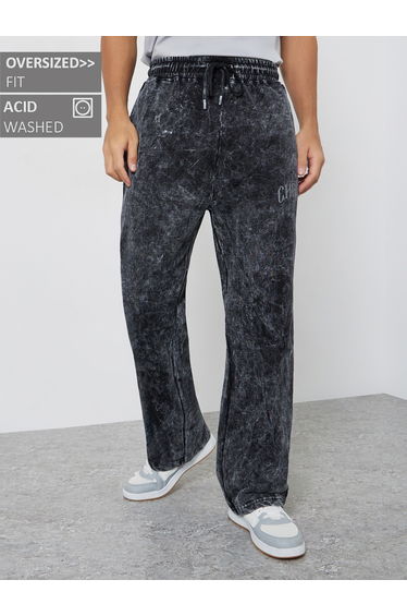 Acid Wash Black Terry Oversized Joggers