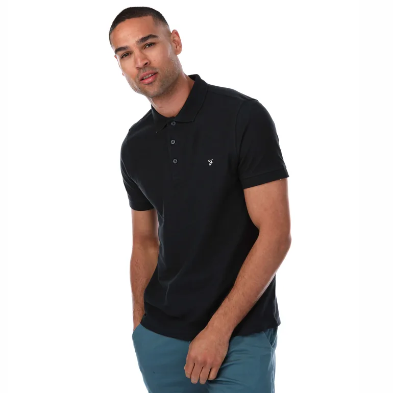 Men's Farah Cove Organic Modern Fit Polo Shirt in Blue