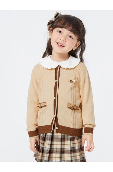 Girls' Contrast Knitted Cardigan