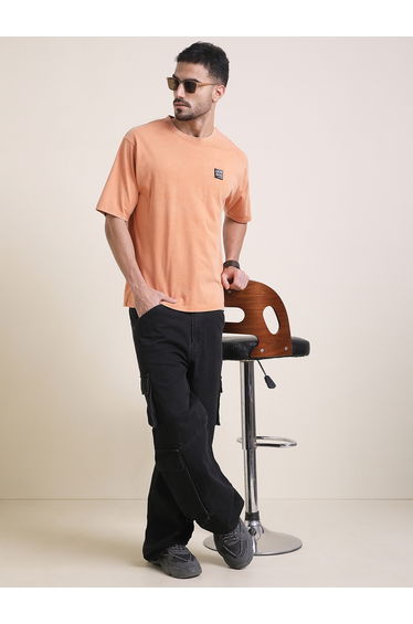 Men Oversized Acid Wash Printed T-Shirt