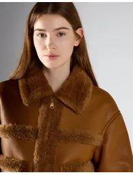 Tan Fur Contrast Jacket - 2