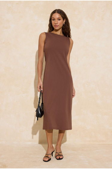 Brown Sleeveless Long Lining Underdress